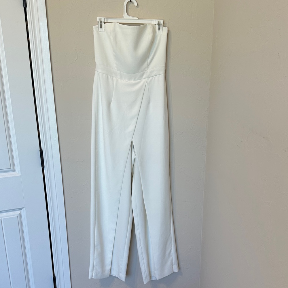 White House Black Market Strapless White Jumpsuit